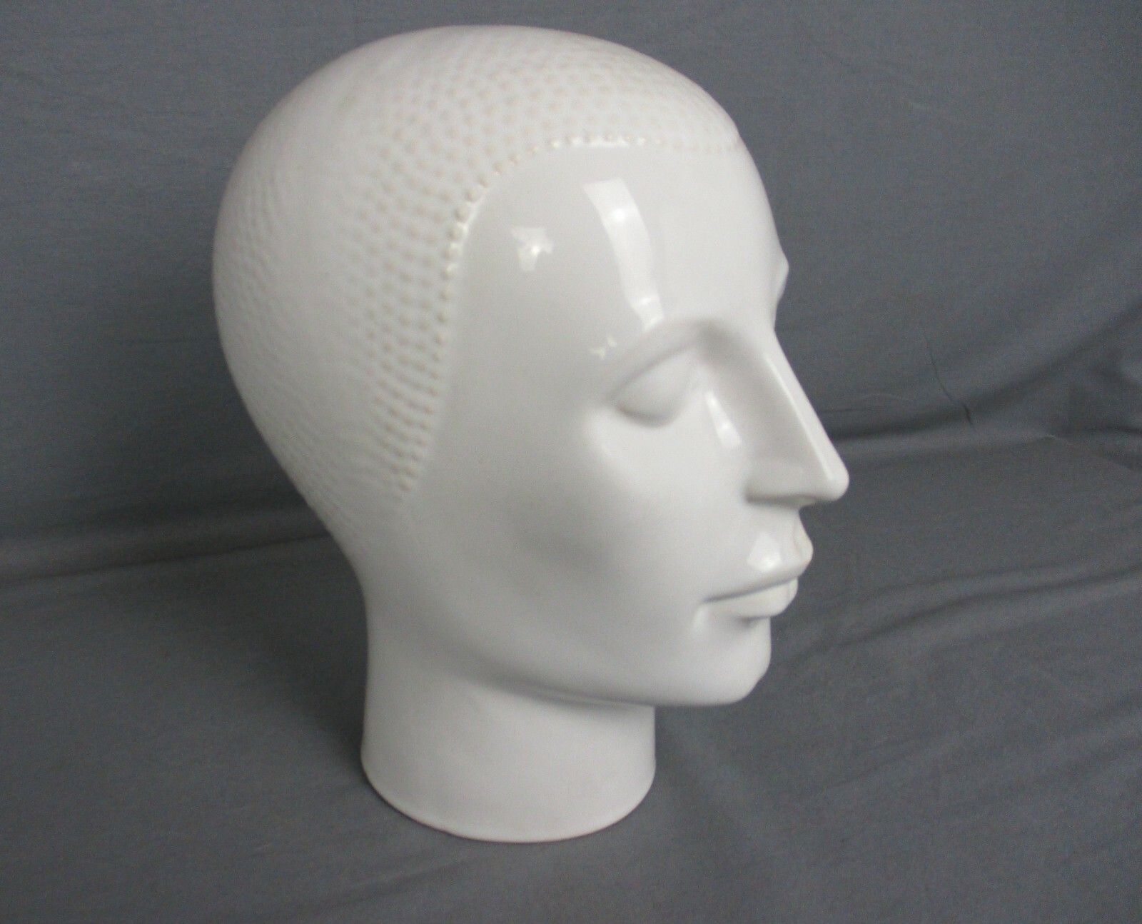 Vintage White Ceramic Display Female Male? Mannequin Head  Vanity Display Model photo furniture