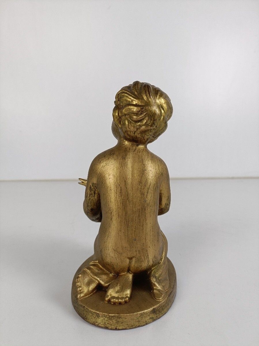 Statue Gold Gild Plaster Nude Boy Putti With Duck After Jacob Ludwig Schmitt Vin photo 117.0