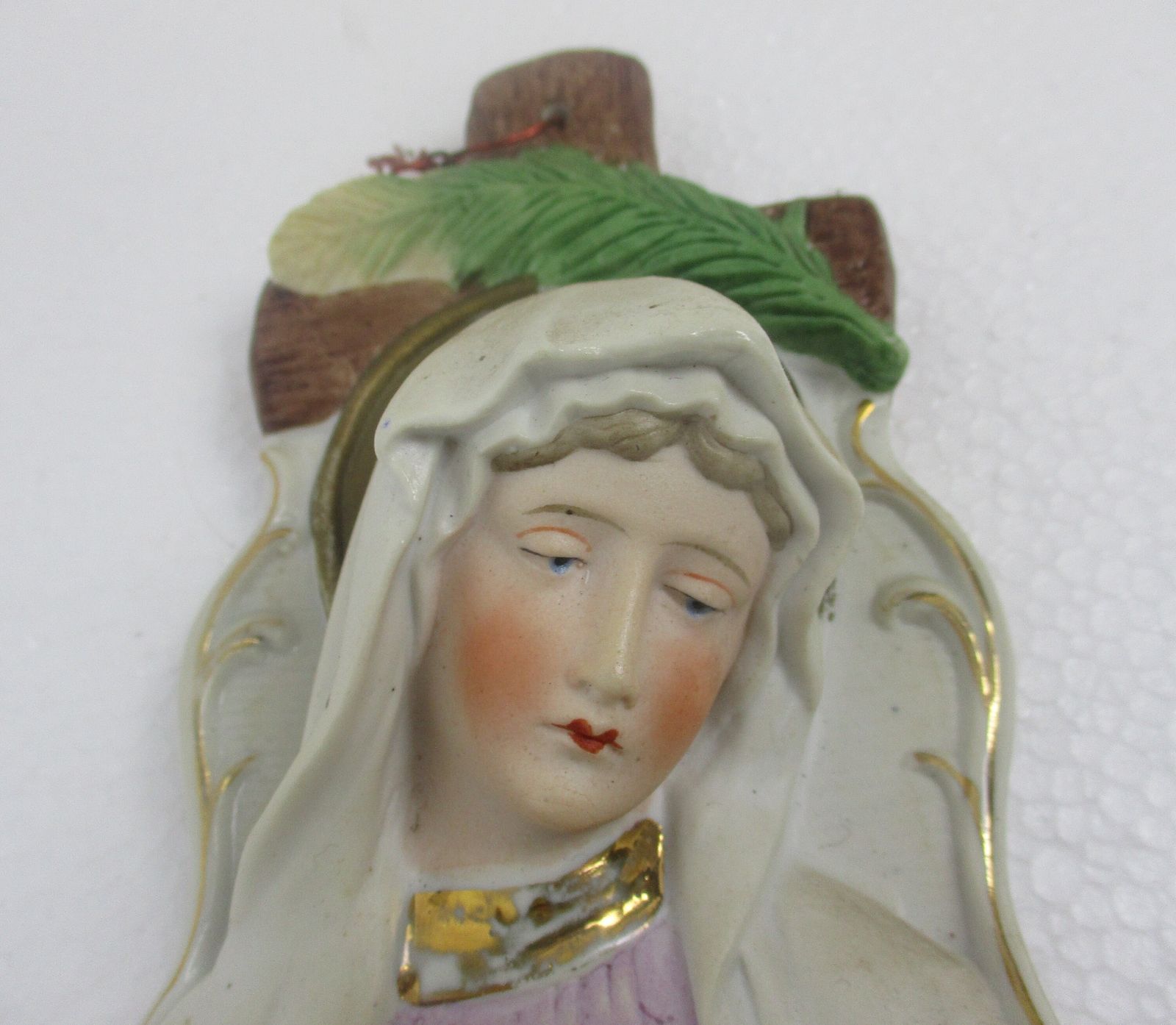 Porcelain Bisque Holy Water Font Vessel Virgin Mary Our Lady Of Sorrows  Wall Ha photo furniture