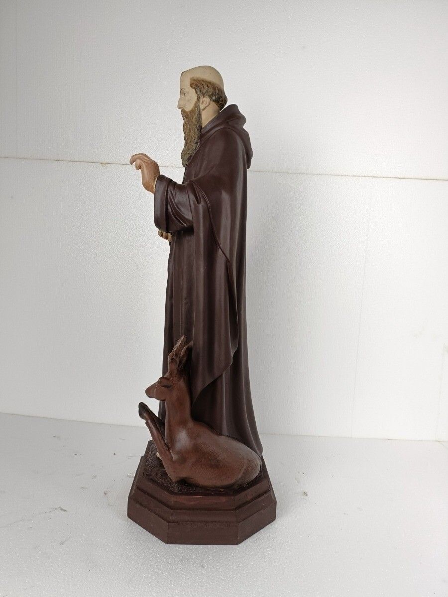 Church Statue Saint Gillis Gilles The Wanderer With A Deer Collector Plaster photo Art