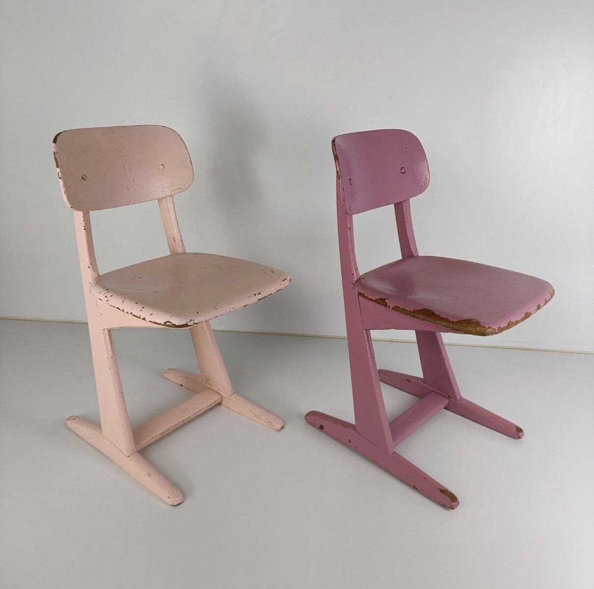 Pair Children's School Chairs By Karl Nothhelfer For Casala 1960s Plywood Design photo Furniture