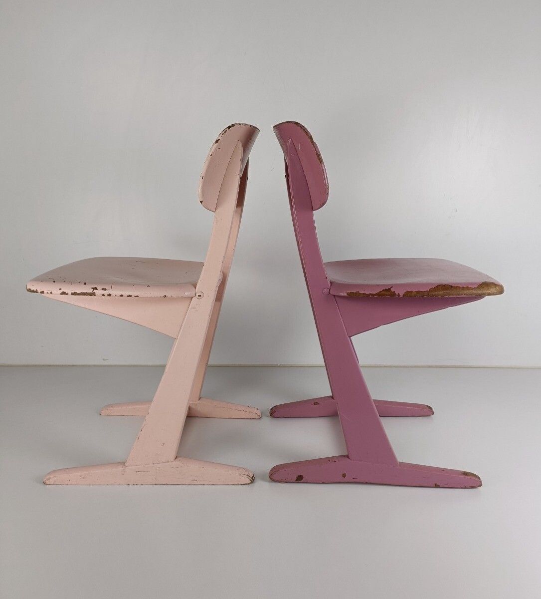 Pair Children's School Chairs By Karl Nothhelfer For Casala 1960s Plywood Design photo vinterior