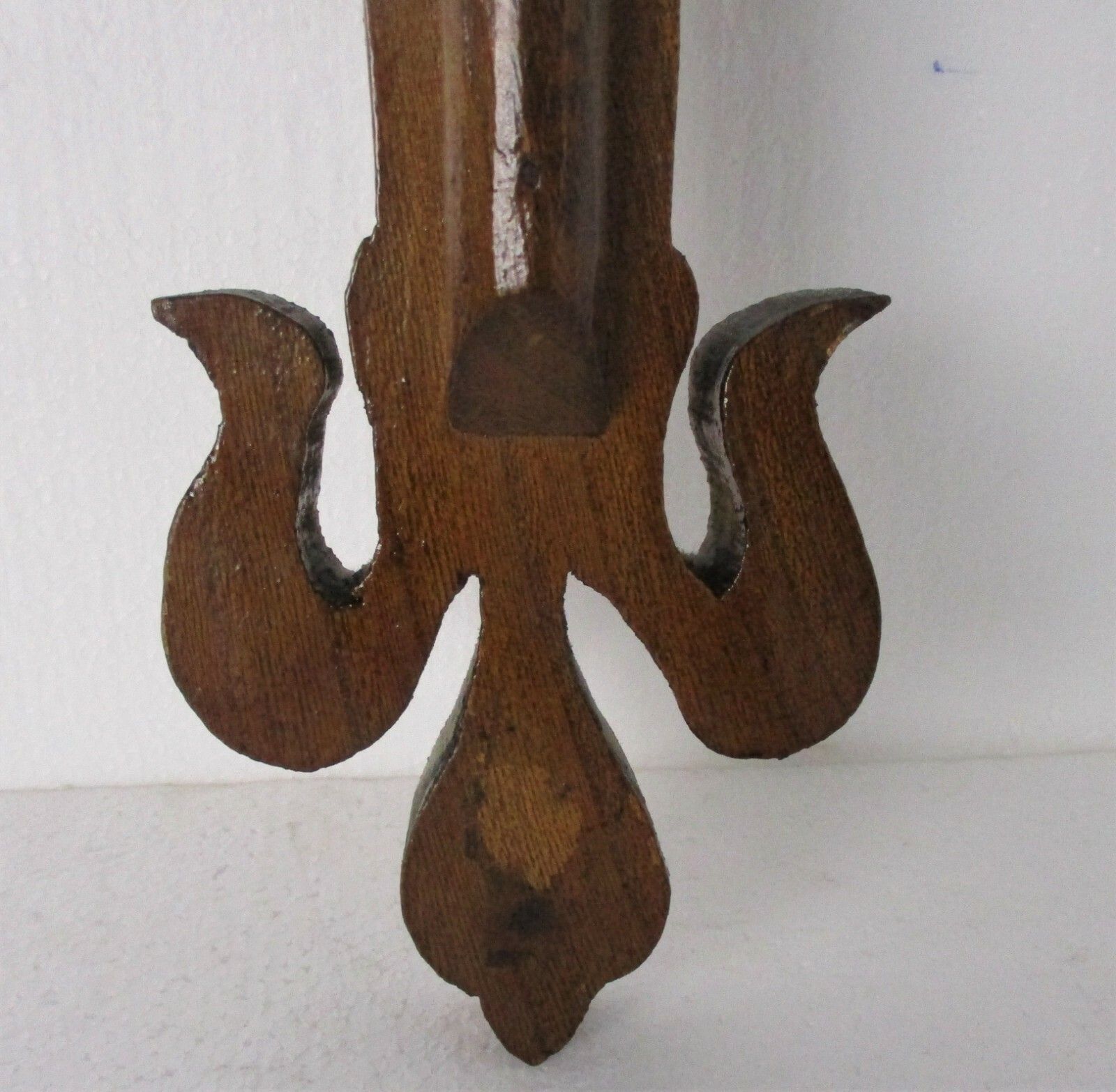 Xl Hand Carved Wood  French Hanging Ornate Crucifix Jesus Christ Fleur De Lis photo vinterior