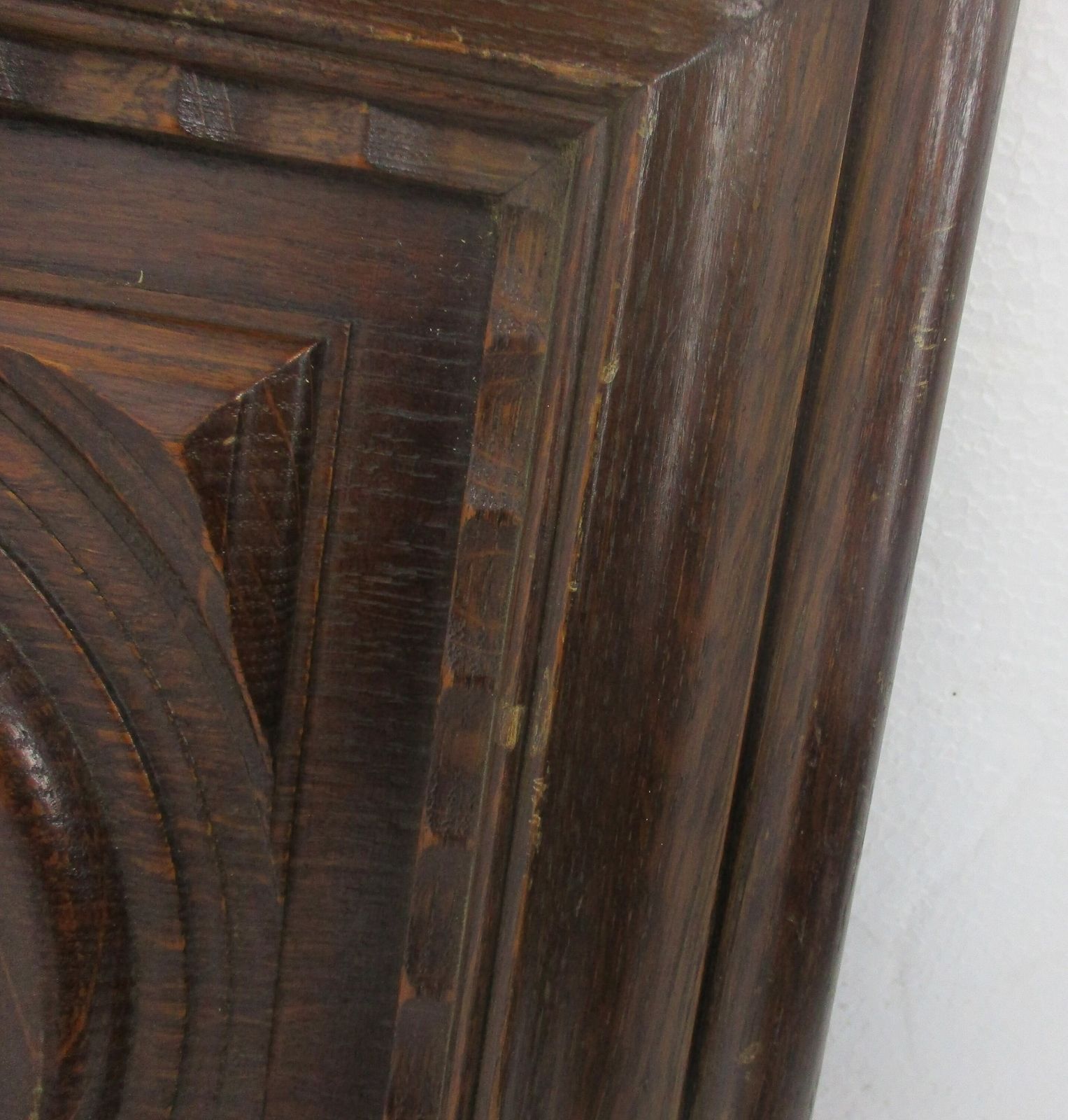 Angel Playing Musical Instrument Hand Carved Wood Wall Panel Bas High Relief Tab photo for sale
