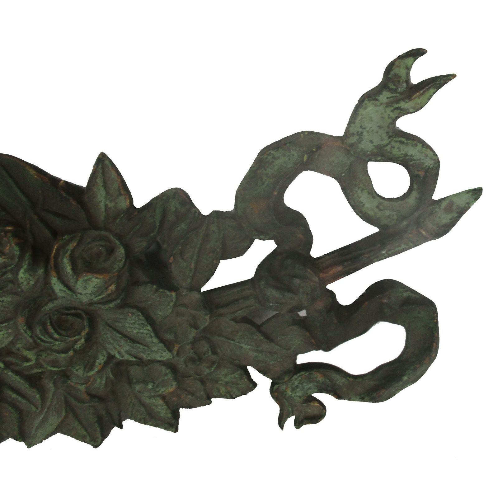 X Large Antique Cast Brass Furniture Trim Ornate Reclaimed Hardware Flowers Arch photo for sale