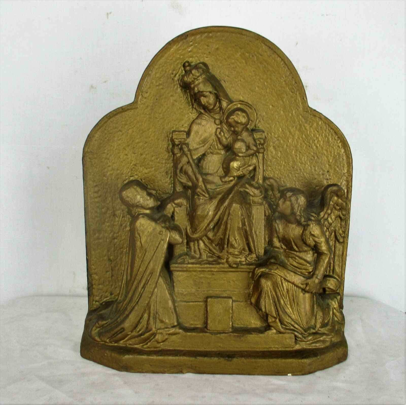 High Relief Tableaux  Virgin Infant Child Plaster Statue Adoration Angel Lovely photo furniture