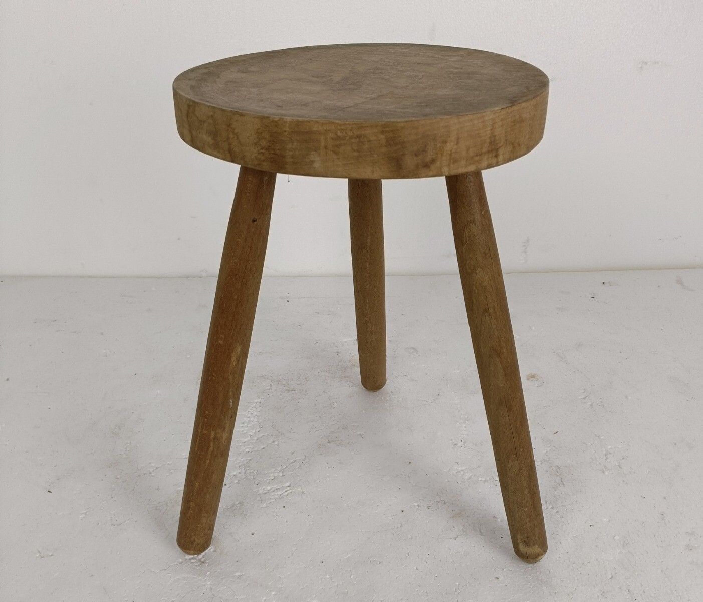 Milking Stool, Stool, Pedestal, Plant Stand, Antique, Sandblasted, Wood, Funky, photo furniture