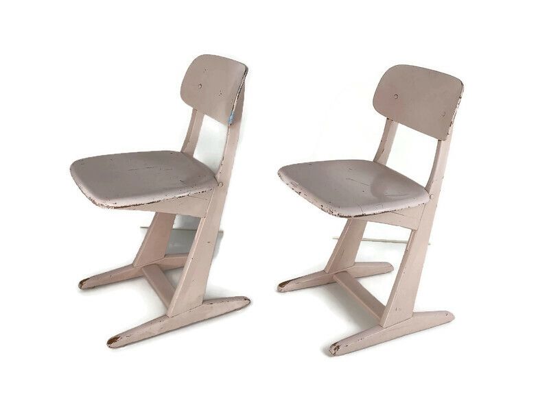 Pair Children's School Chairs By Karl Nothhelfer For Casala 1960s Plywood Design
