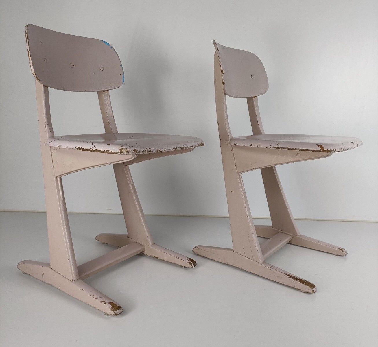 Pair Children's School Chairs By Karl Nothhelfer For Casala 1960s Plywood Design photo 244.0