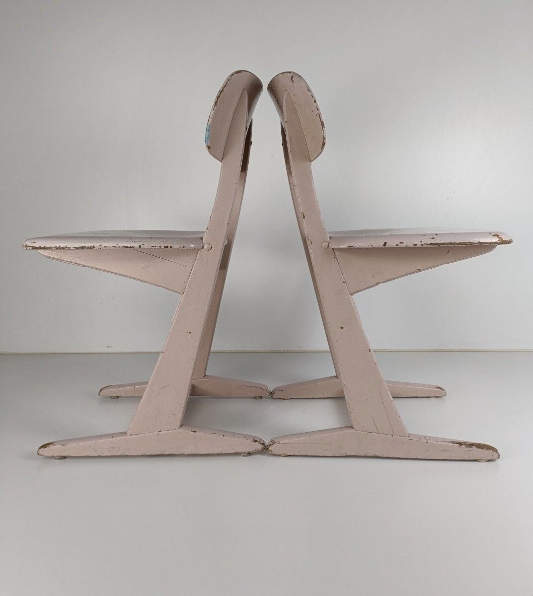 photo furniture Pair Children's School Chairs By Karl Nothhelfer For Casala 1960s Plywood Design