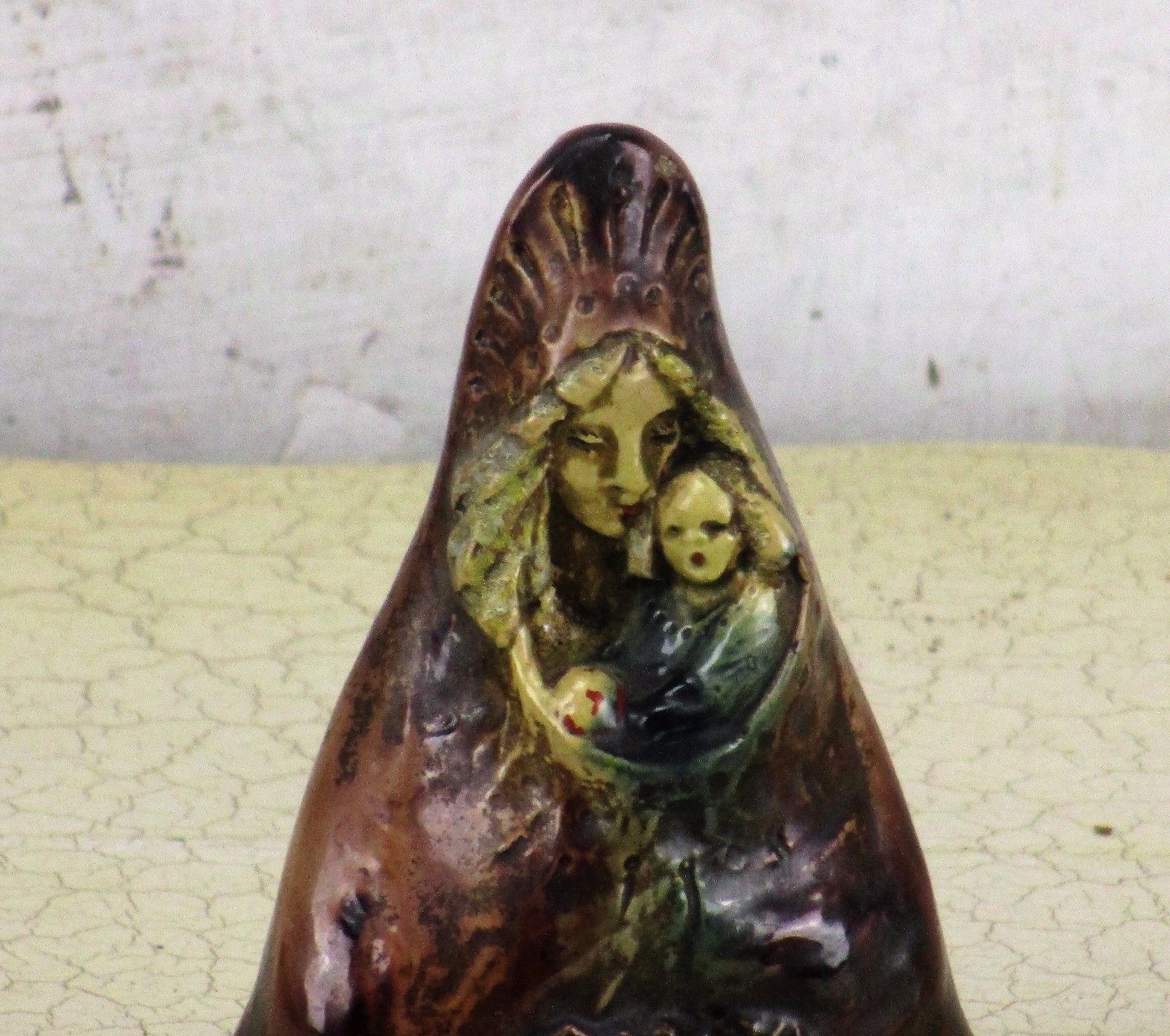 Statue Flemish Pottery Poterie Flamande Noseda Madonna Virgin Mary Majolica  5" photo for sale