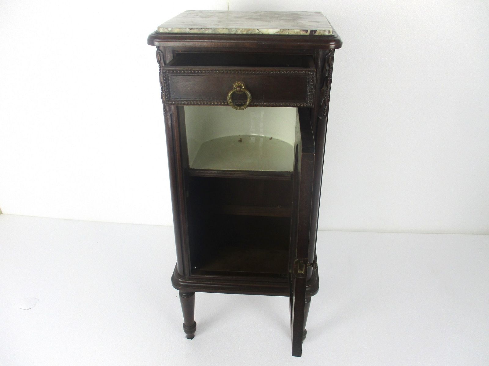 Antique Art Deco Art Nouveau Marble Top  And Inside Side Cabinet Table Night Sta photo furniture
