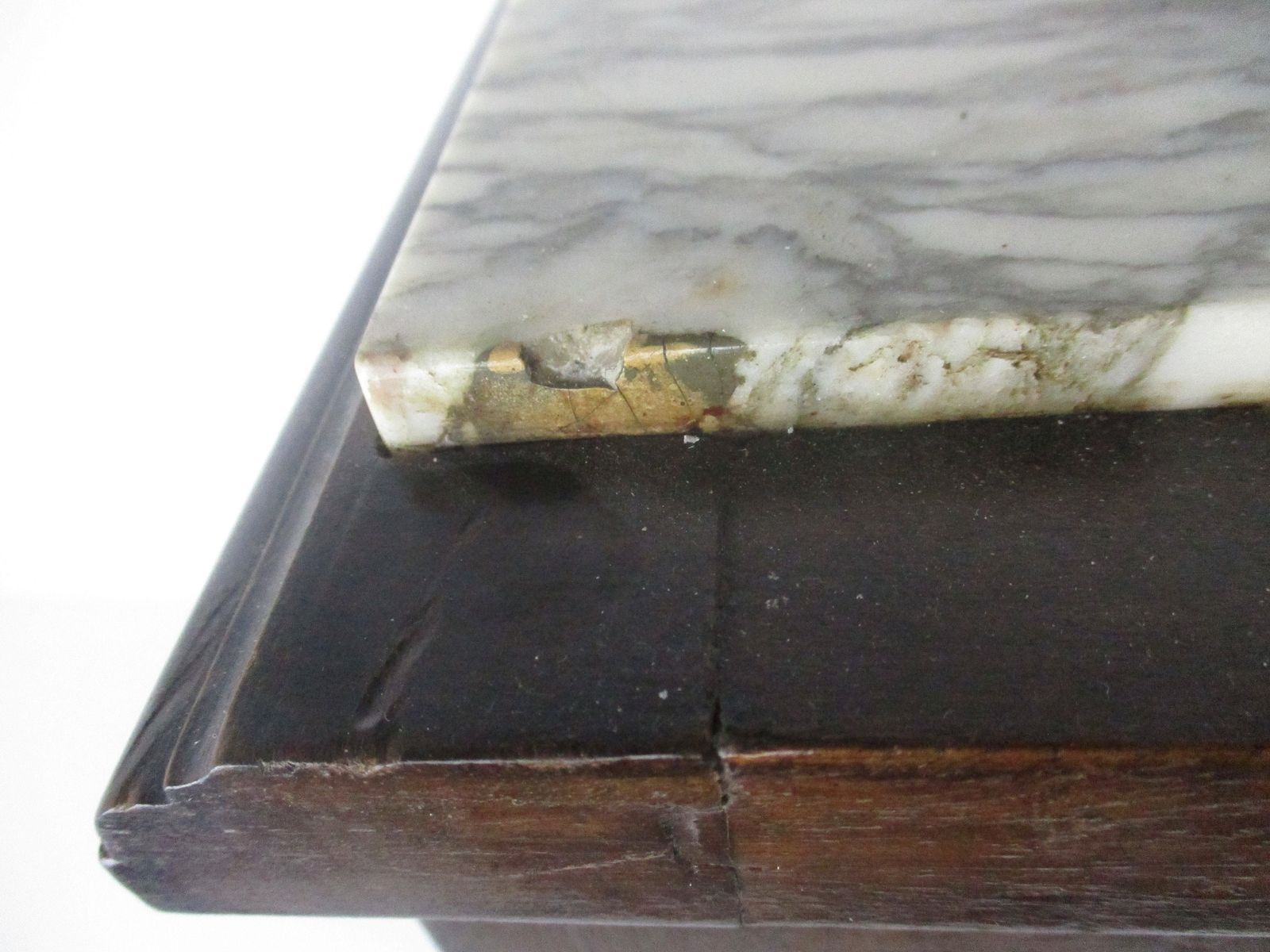 photo for sale Antique Art Deco Art Nouveau Marble Top  And Inside Side Cabinet Table Night Sta