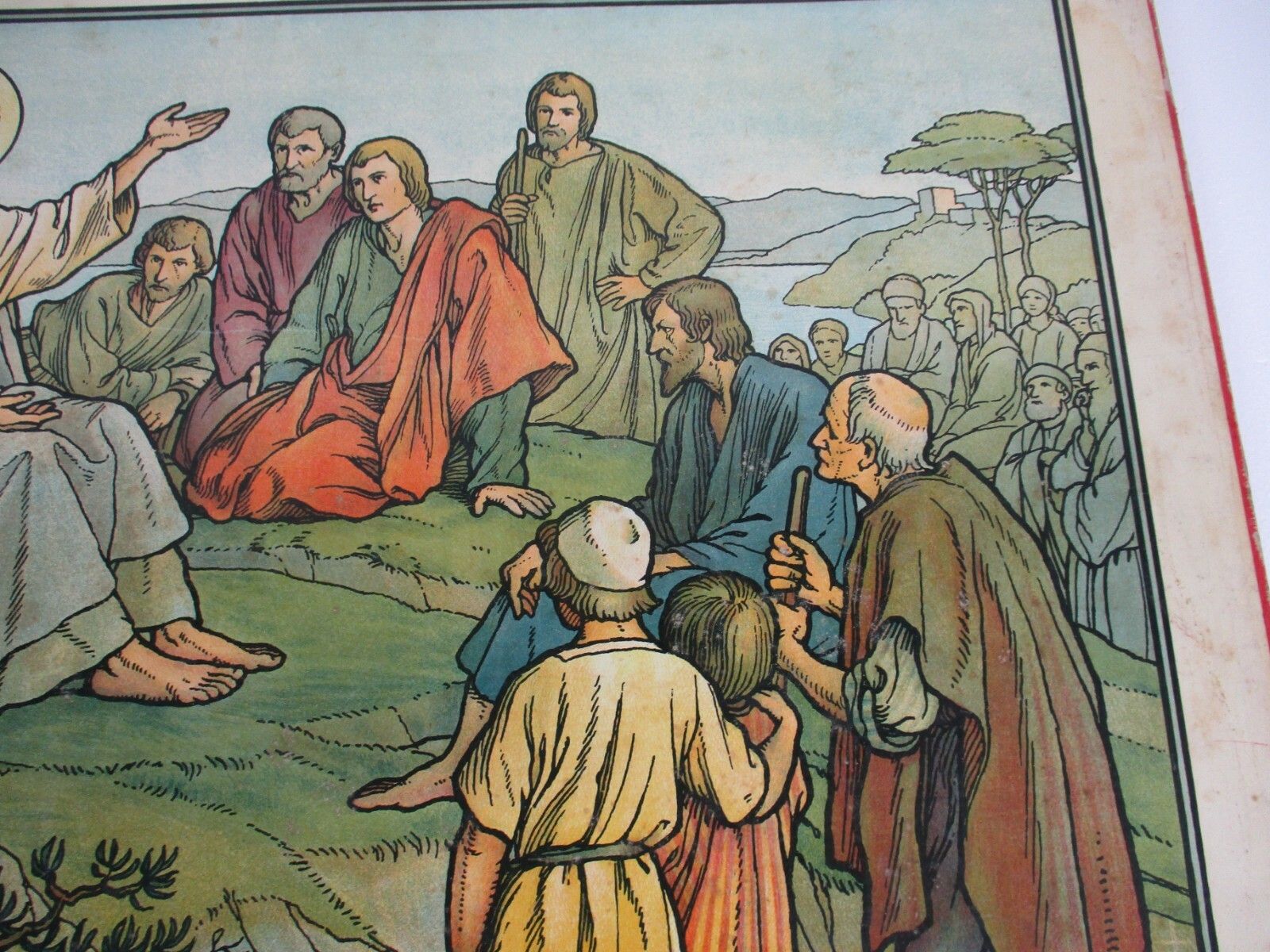 Antique Religious Cardboard Print Mosella 1913 Trier Sermon On The Mount photo 130.0