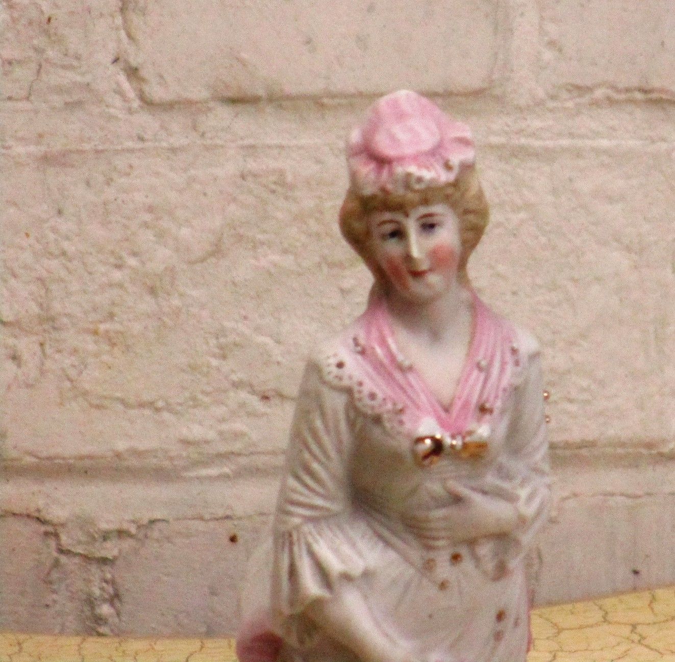 Couple Two Figurines Courting  Woman  Man Porcelain Bisque Marked 7.87" photo Home Decor