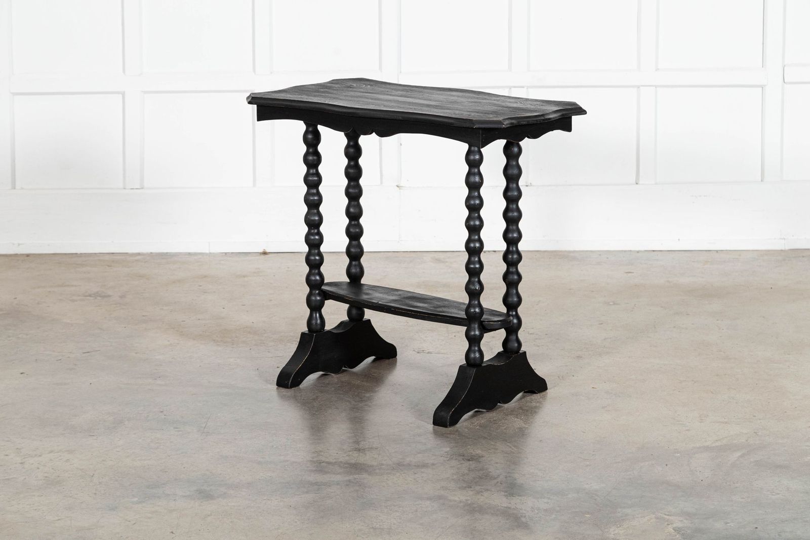 19thc Ebonised English Pine Bobbin Side Table photo vinterior
