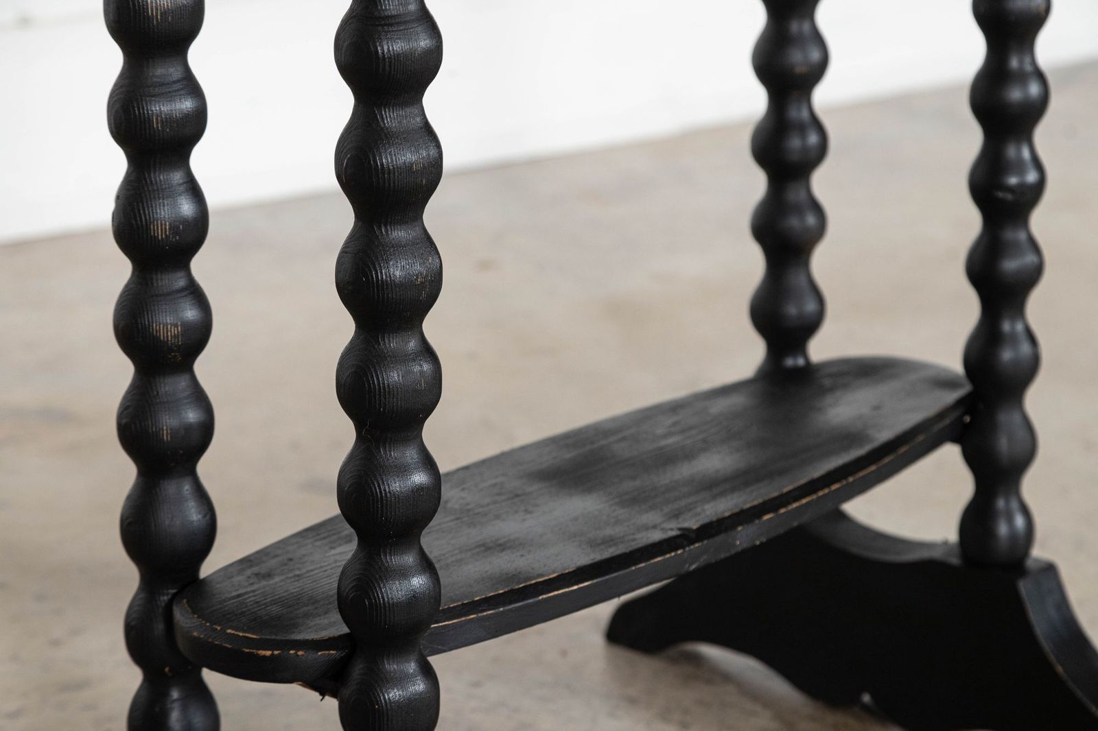Furniture 19thc Ebonised English Pine Bobbin Side Table photo