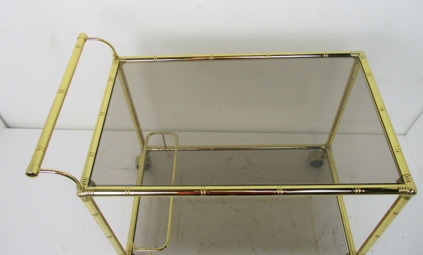 Bar Cocktail Cart Trolley Hollywood Regency Kitchen Island Brass Bamboo Style photo 482.0