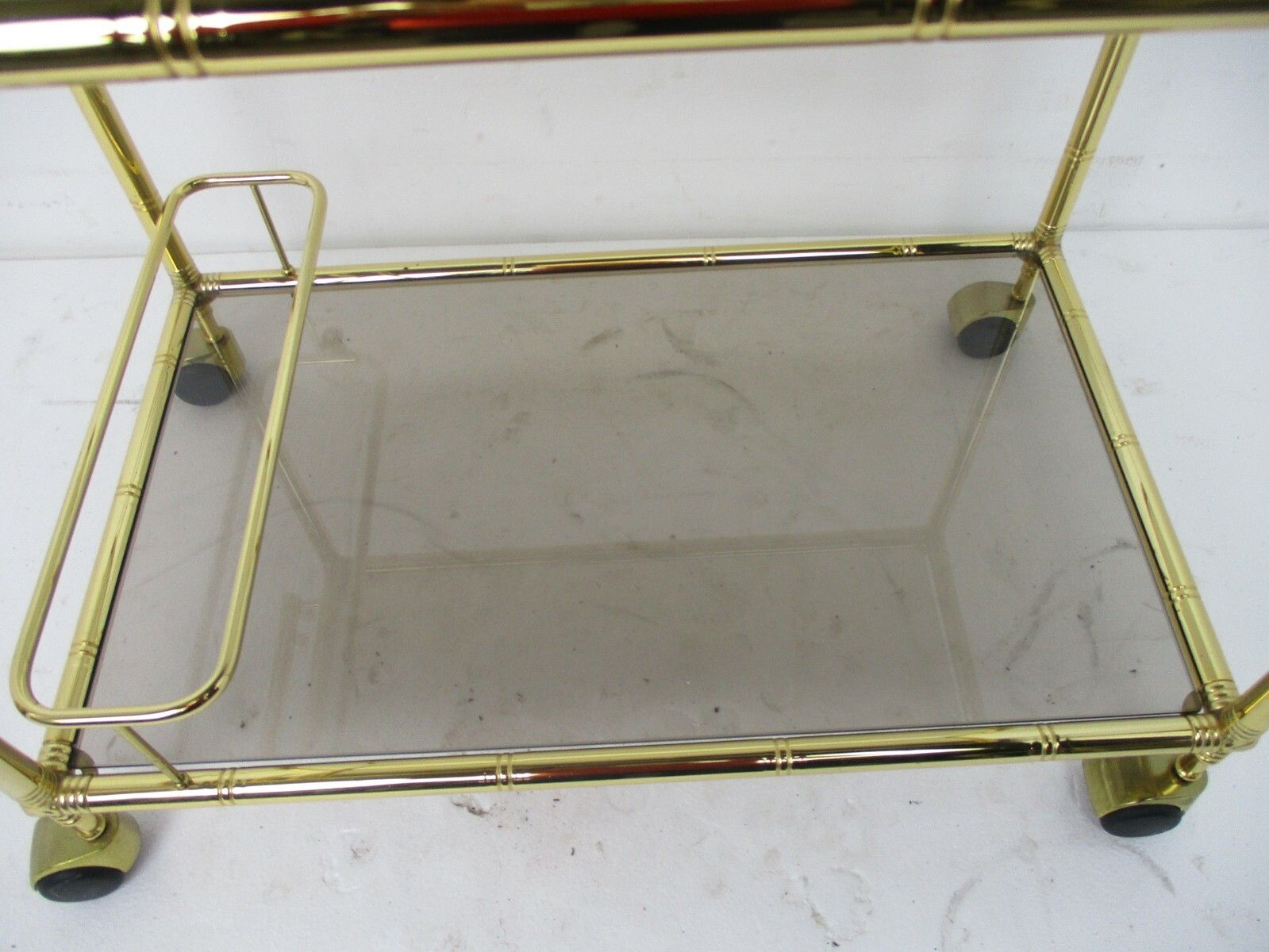 Bar Cocktail Cart Trolley Hollywood Regency Kitchen Island Brass Bamboo Style photo vinterior