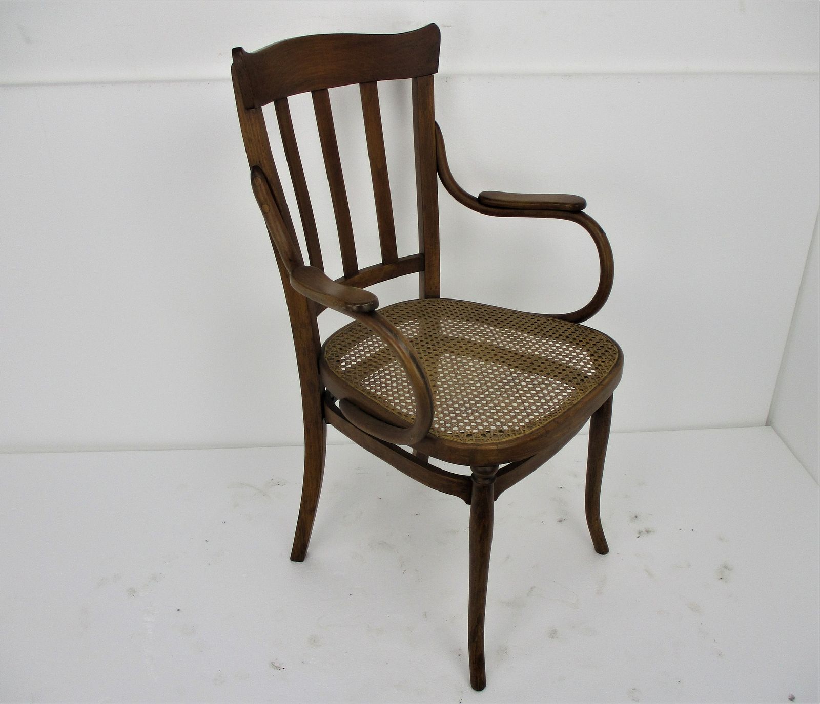 Thonet Style Loung Arm Chair Bistro Ice Cream Parlor Cane Rush Seating Plywood W photo furniture