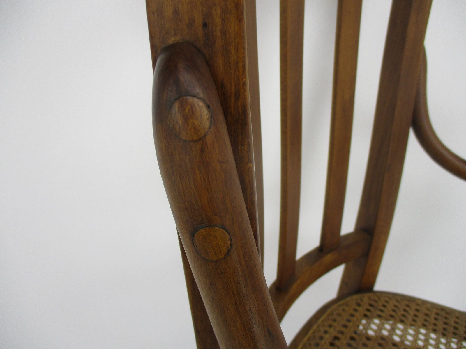 Thonet Style Loung Arm Chair Bistro Ice Cream Parlor Cane Rush Seating Plywood W photo for sale