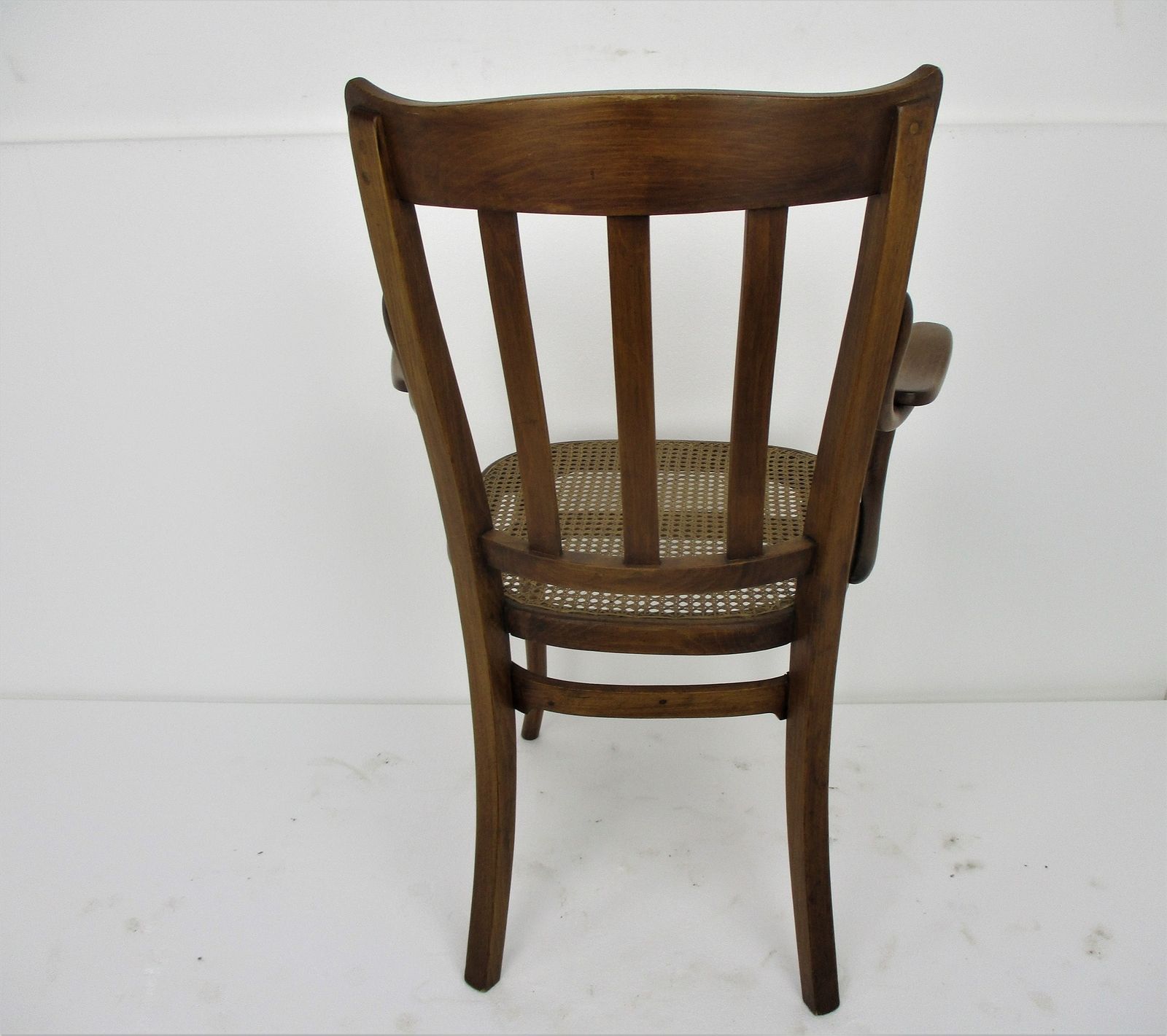 Thonet Style Loung Arm Chair Bistro Ice Cream Parlor Cane Rush Seating Plywood W photo vintage