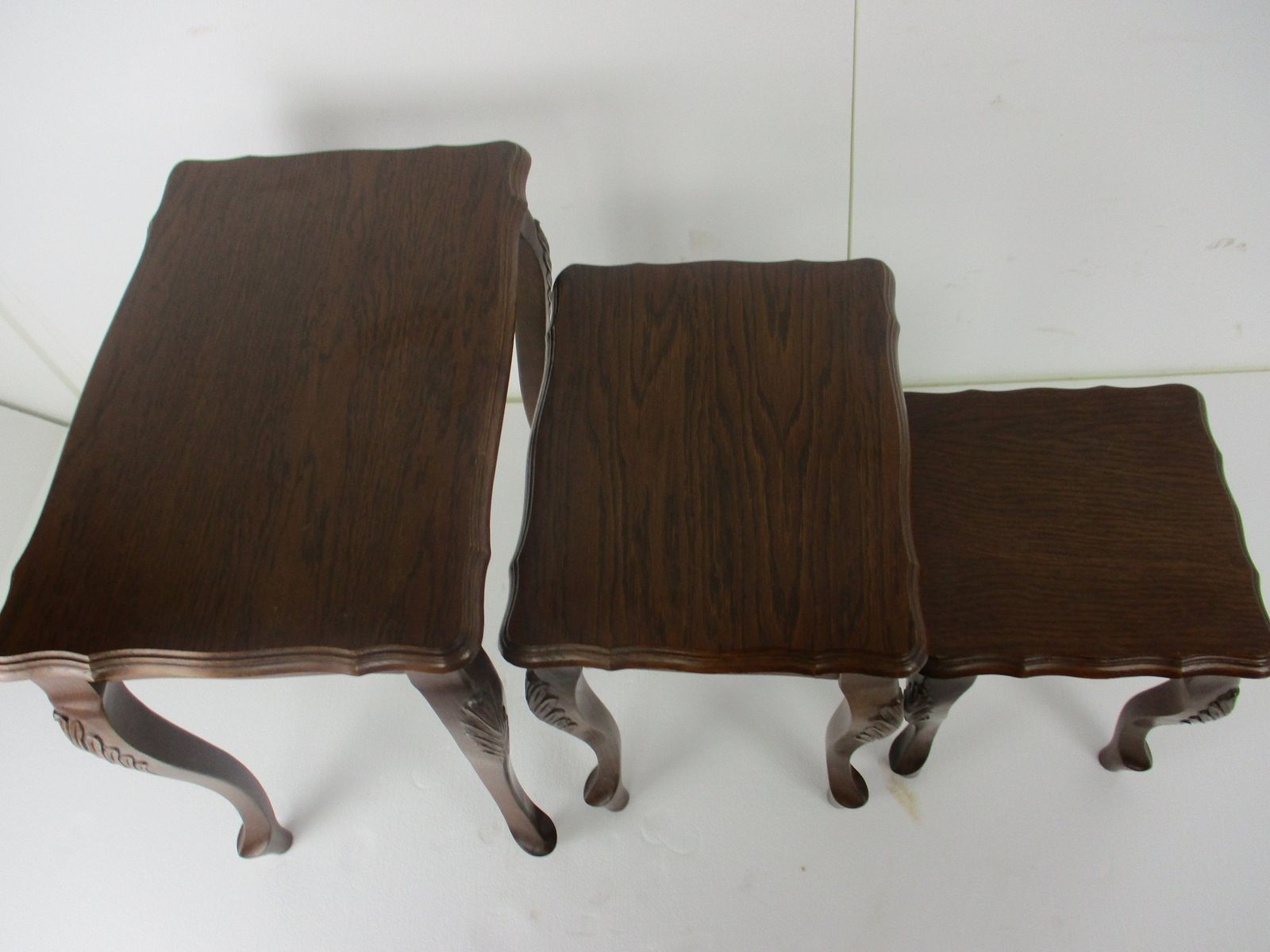 Set Of 3 Wood Stacking Nesting Tables Louis XV Style Vintage Mid Century Wood photo Furniture