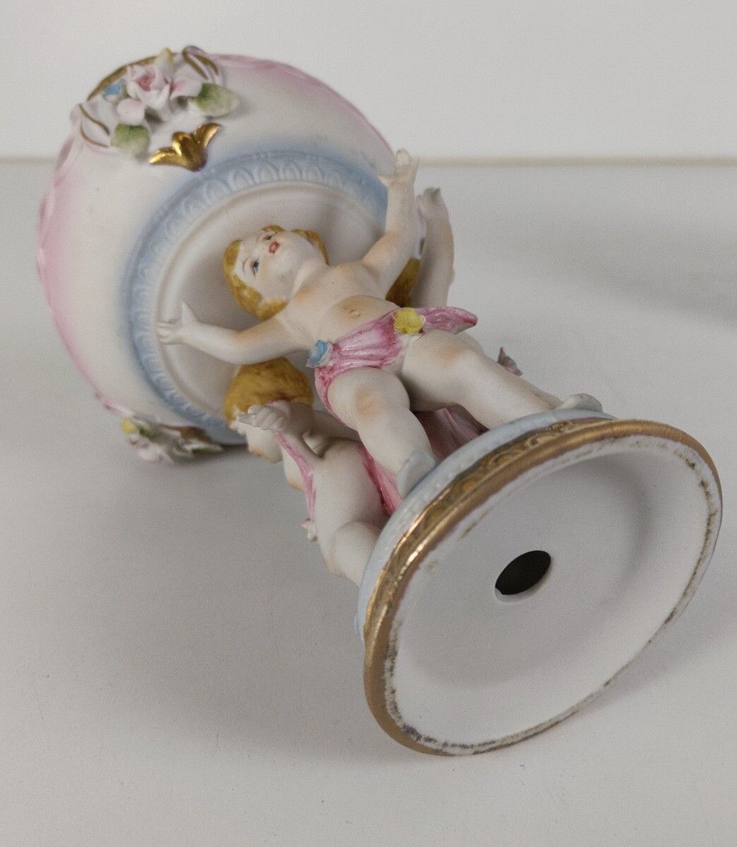Home Decor Porcelain Centerpiece Statue Basket 3 Lovely Children Carrying Basket Flowers VI photo