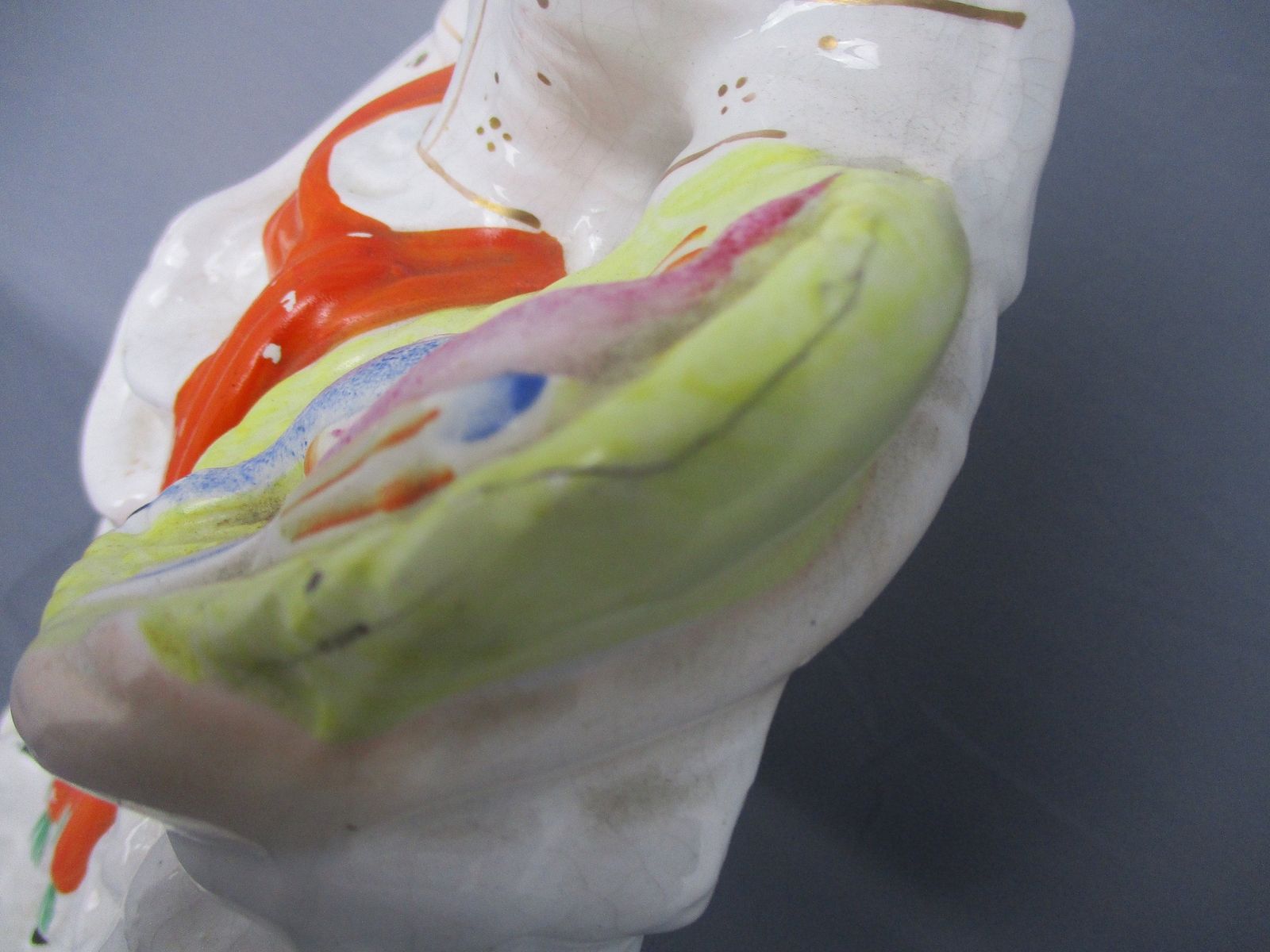 Staffordshire Earthenware Figurine Statue Lady Selling Pheasants Polychrome Anti photo vintage