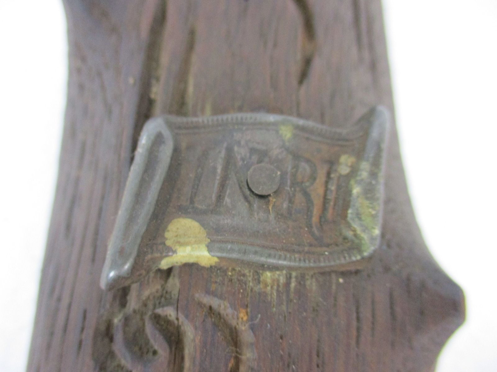 Hand Carved Wood  Hanging Crucifix Cross Jesus Christ Beautiful Bronze  Corpus photo vintage