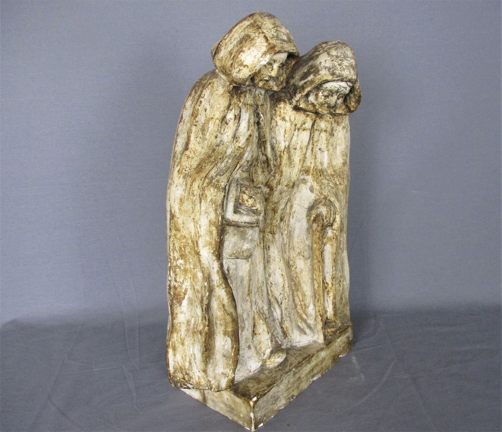 Statue Sculpture Two Old Ladies Wearing Cloaks Taking A Walk Females Art Work Go photo Art