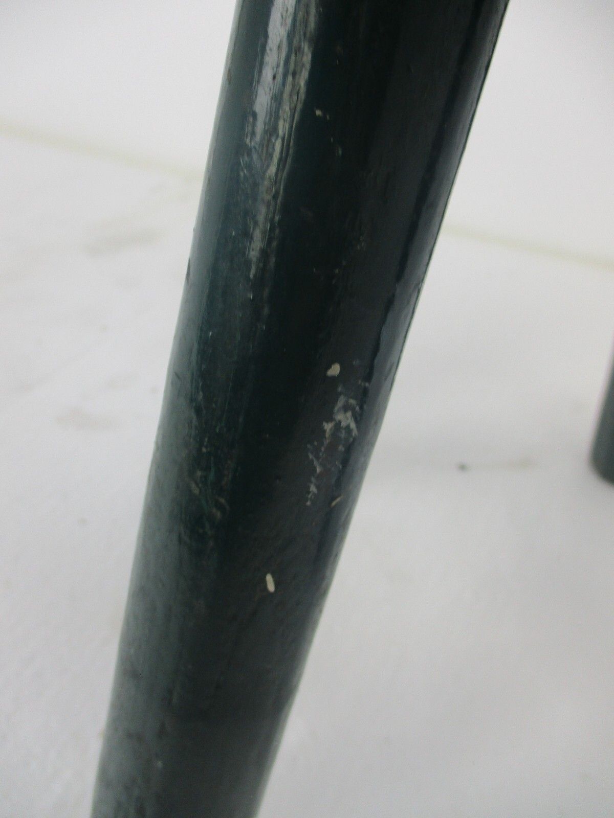 Vintage Hand Carved Wood Tripod Milking Stool Pedestal  Green Leather Hobnails photo 182.0
