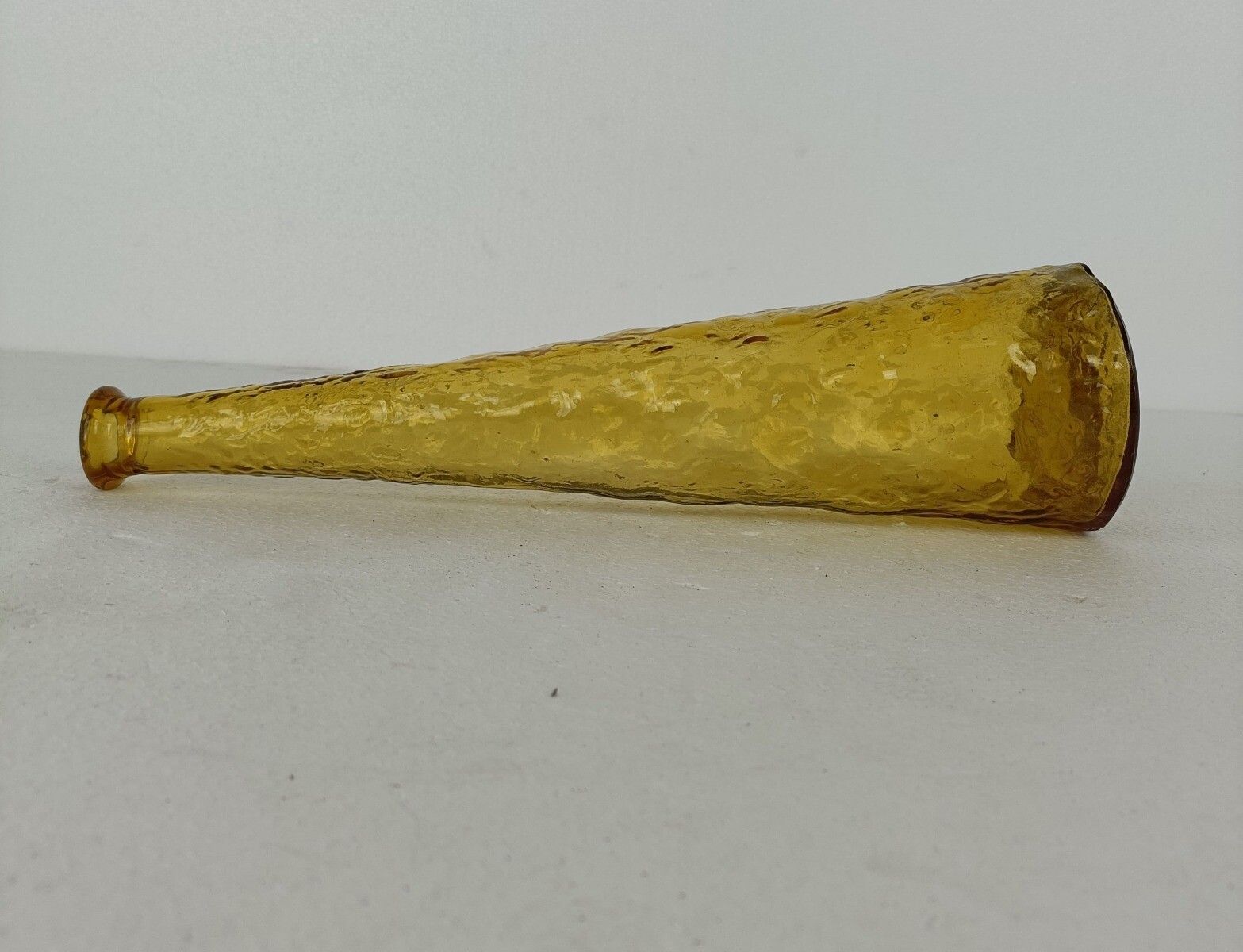 Vintage Retro Art  Glass Genie Bottle Vase Amber Italy Italian Retro Pop Art photo vintage
