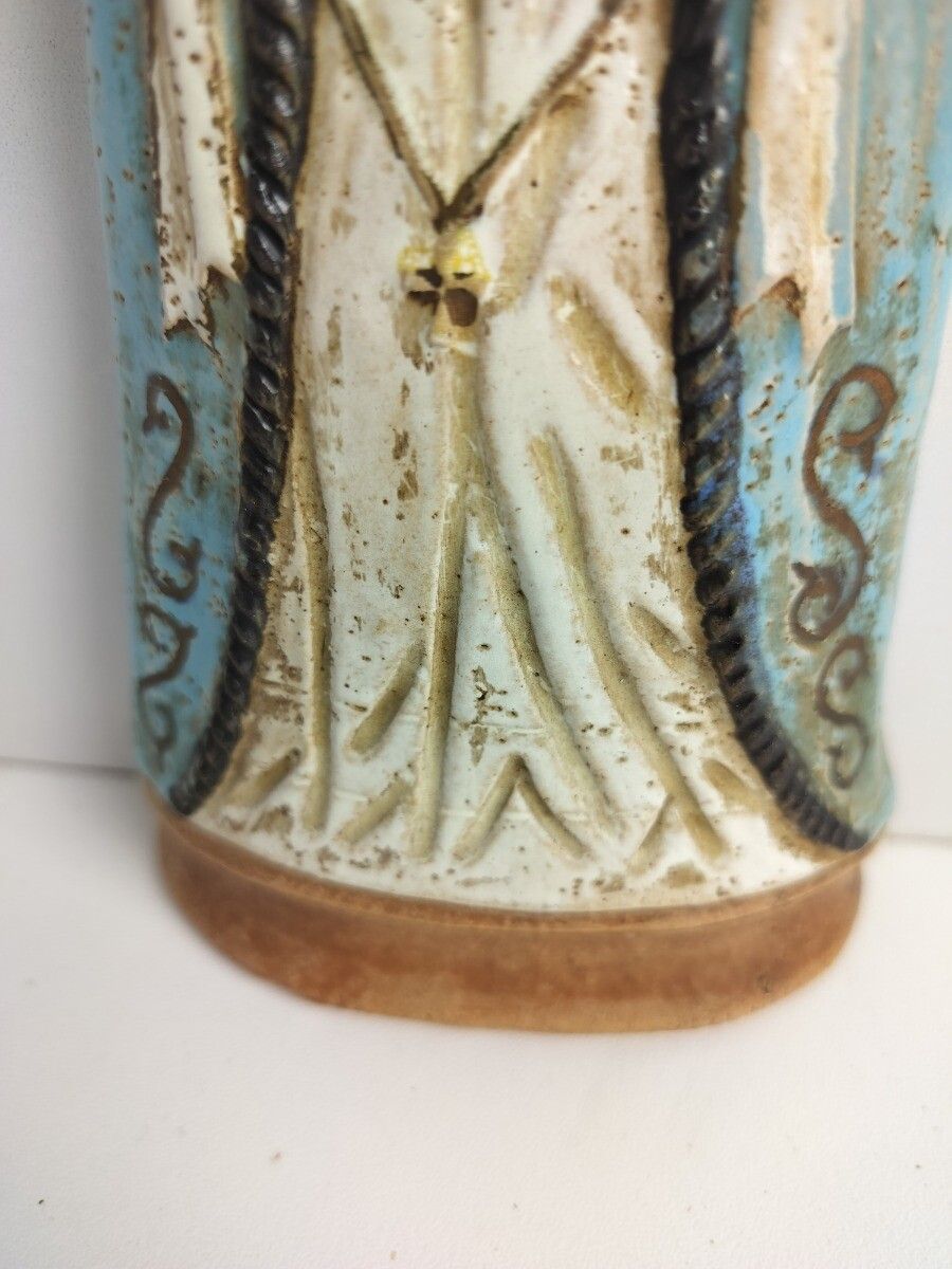 Roger Guerin Gres Bouffioulx 1950s Plaster Statue Wall Hanging Virgin Mary Infan photo 121.0