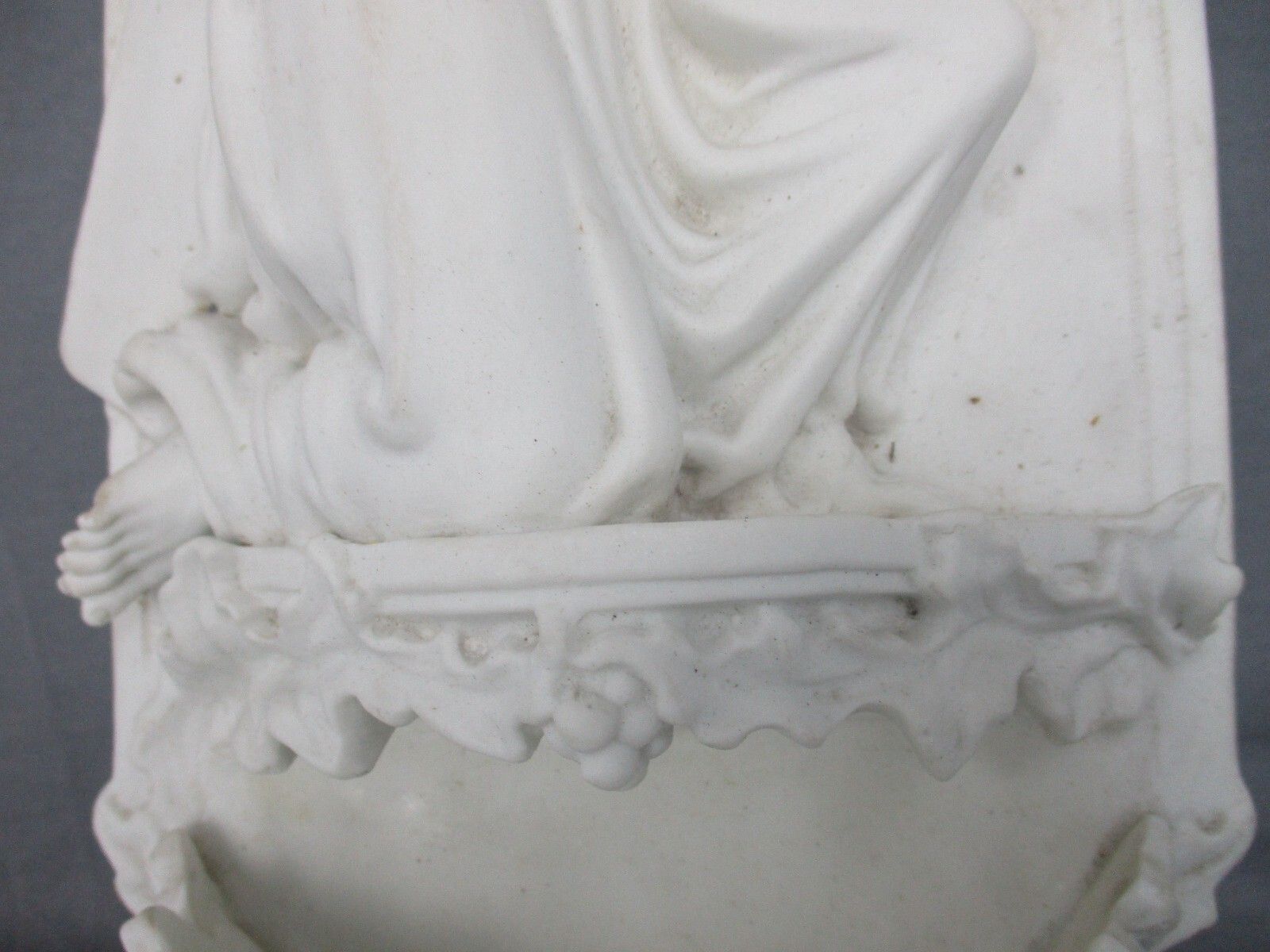 Large Antique Porcelain Bisque Holy Water Font Vessel  Jesus Crucifix Church Wow photo buy