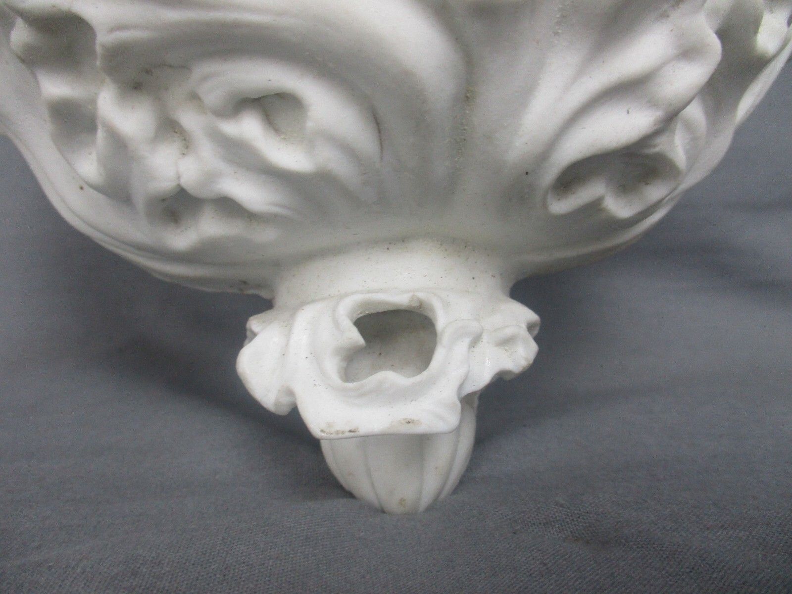 Large Antique Porcelain Bisque Holy Water Font Vessel  Jesus Crucifix Church Wow photo vintage