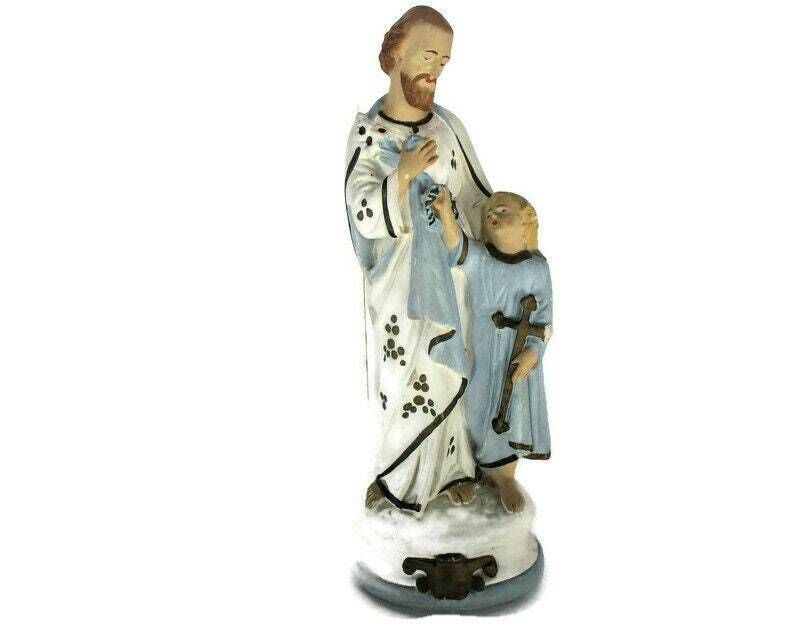 Statue Saint Joseph Protector Of Homes Infant Jesus Statue Chapel Art Deco 17.71