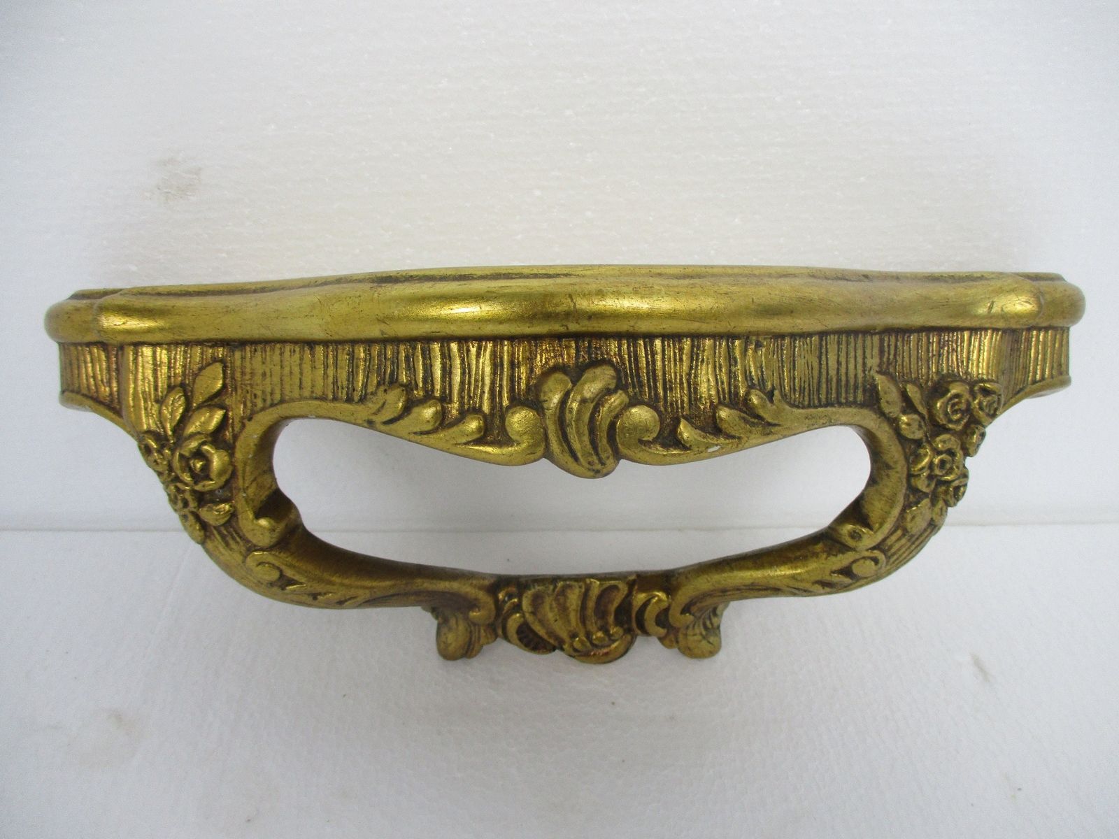 Ornate Wall Mounted Console Mirror Hollywood Regency Gold Gilded Plaster On Wood photo 223.0