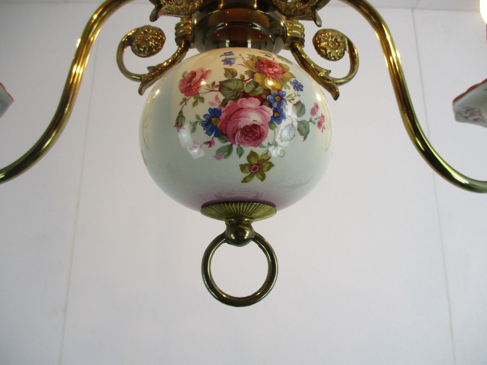 Chandelier 5 Arms Lights Ceramic Porcelain Brass Italian Style Romanticflowers photo Lighting