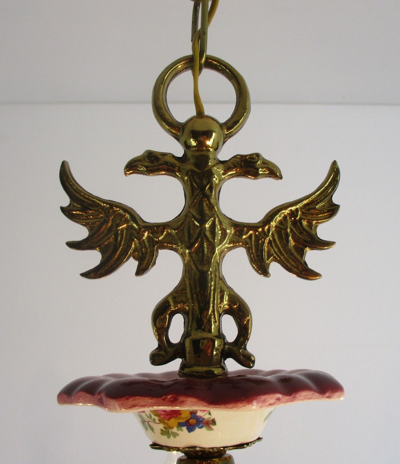 Chandelier 5 Arms Lights Ceramic Porcelain Brass Italian Style Romanticflowers photo 371.0