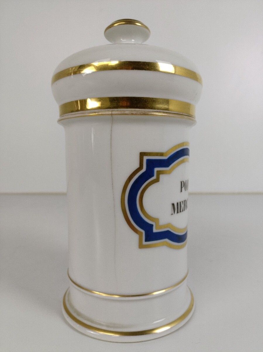 Antique Porcelain Medicine Apothecary Jar Container Vignier Fabe Rousseau Paris photo for sale