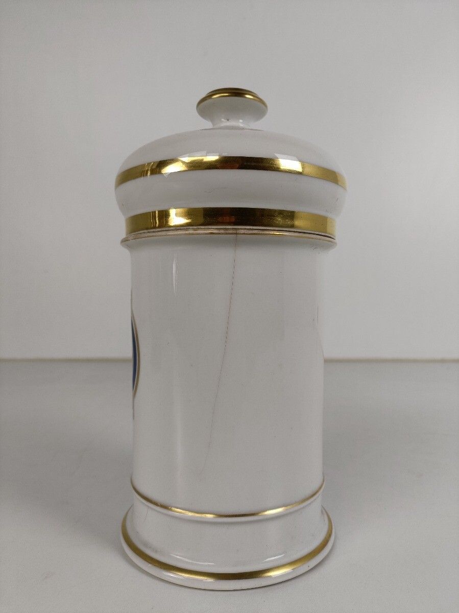 Antique Porcelain Medicine Apothecary Jar Container Vignier Fabe Rousseau Paris photo 101.0