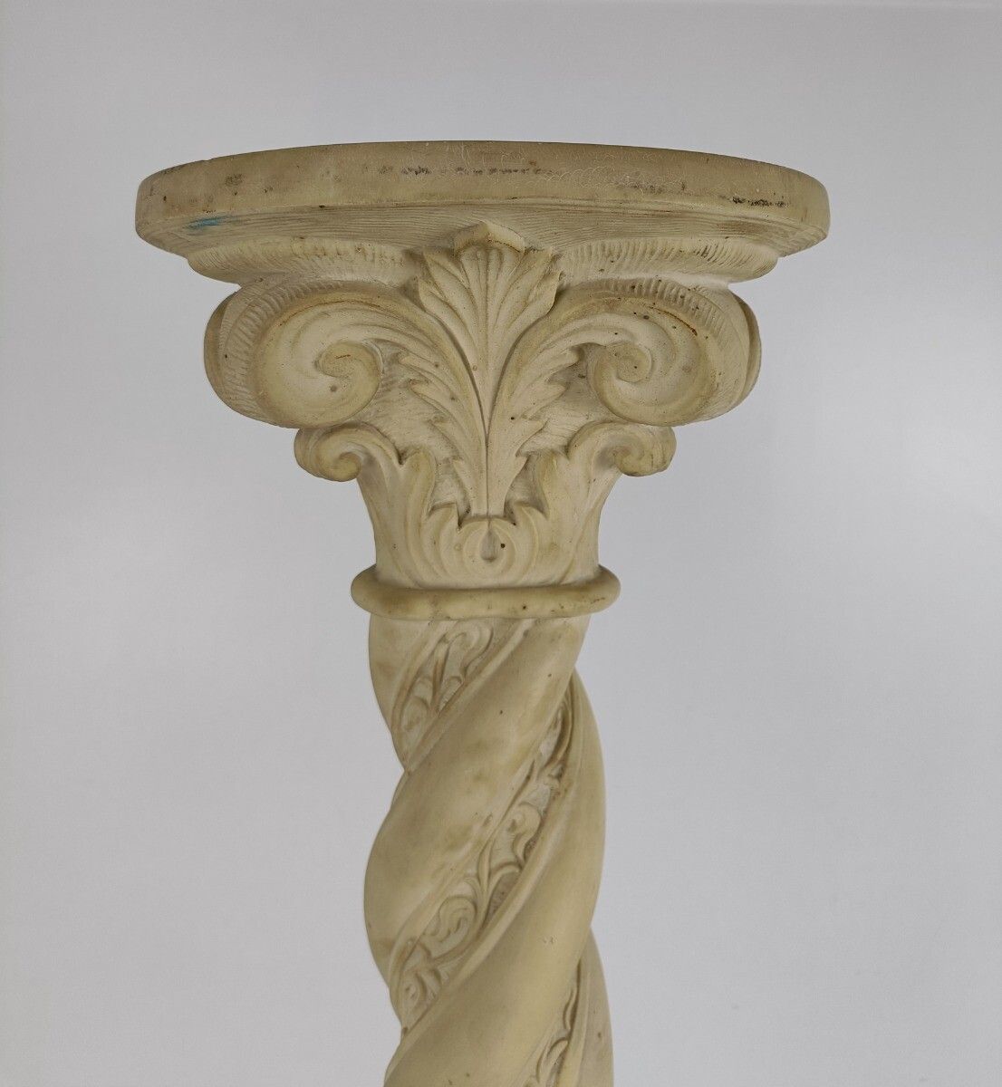 Large Column Pedestal White Marble Look Resin Signed Guelfi Ornate Plant Stand G photo buy