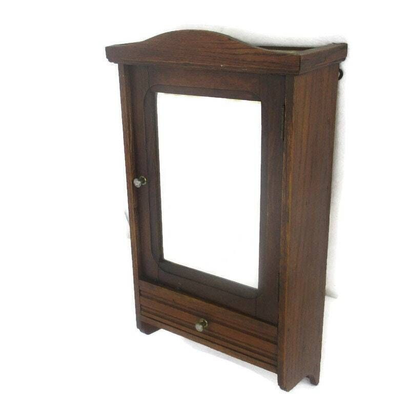Kitchen Medicine Apothecary Bathroom Cabinet Beveled Glass Carve Wood Barn