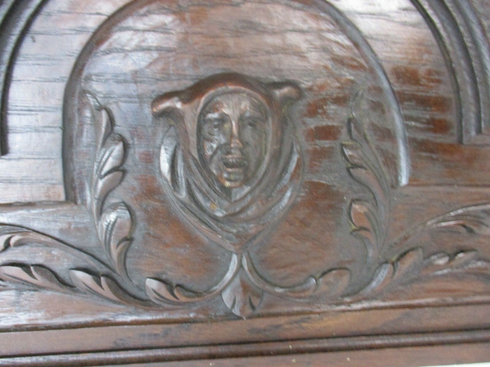 Hand Carved Wood French Pediment Flowers Heart Ornate Over Door Architectural photo for sale