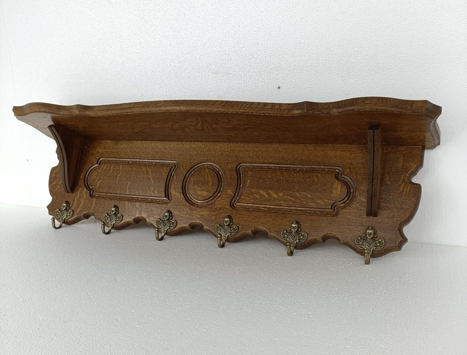 Xl Hand Carved Wood French Oak Coat Hat Kitchen Hallway Rack Antique Gorgeous St photo for sale