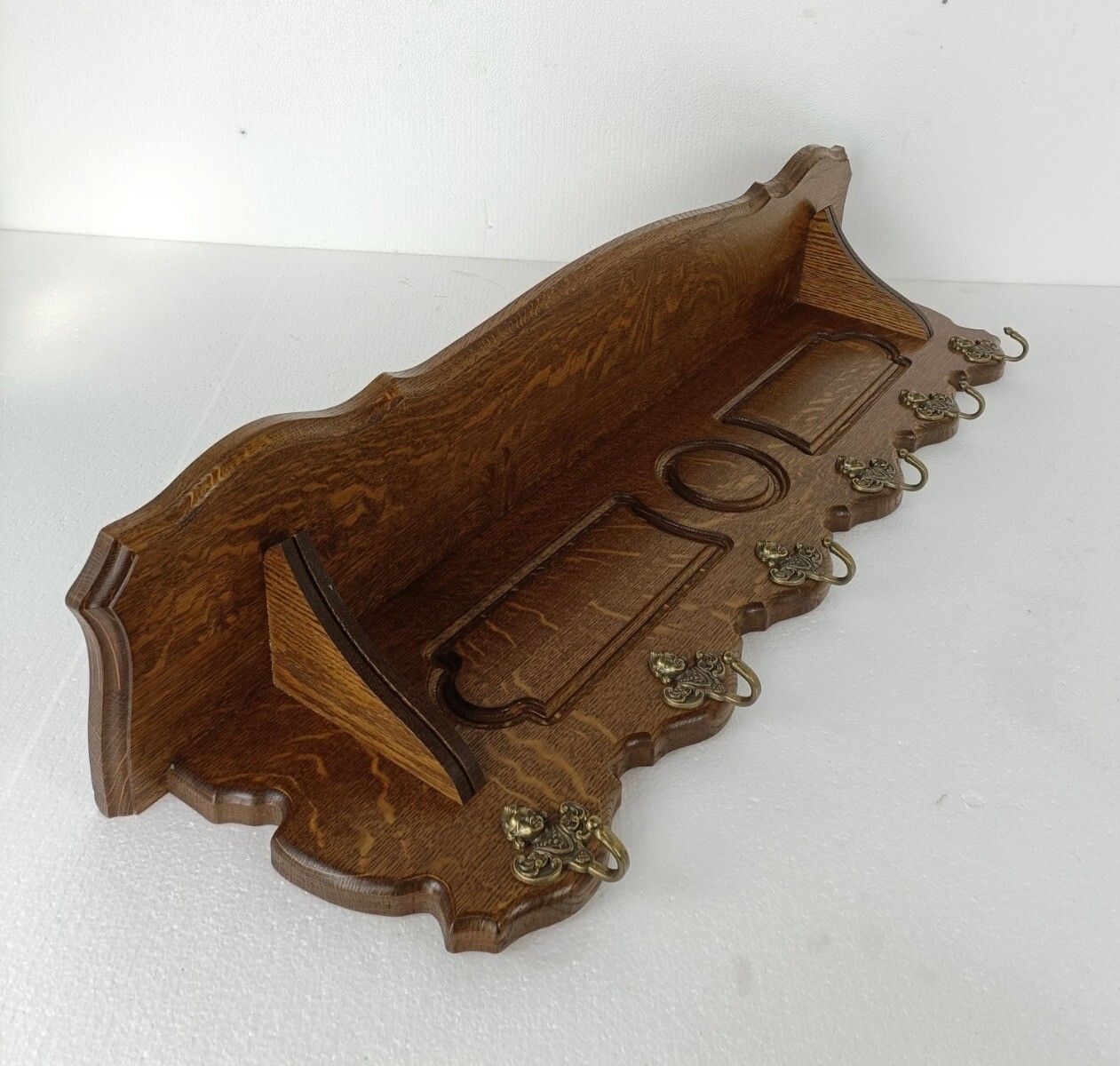 Xl Hand Carved Wood French Oak Coat Hat Kitchen Hallway Rack Antique Gorgeous St photo 404.0