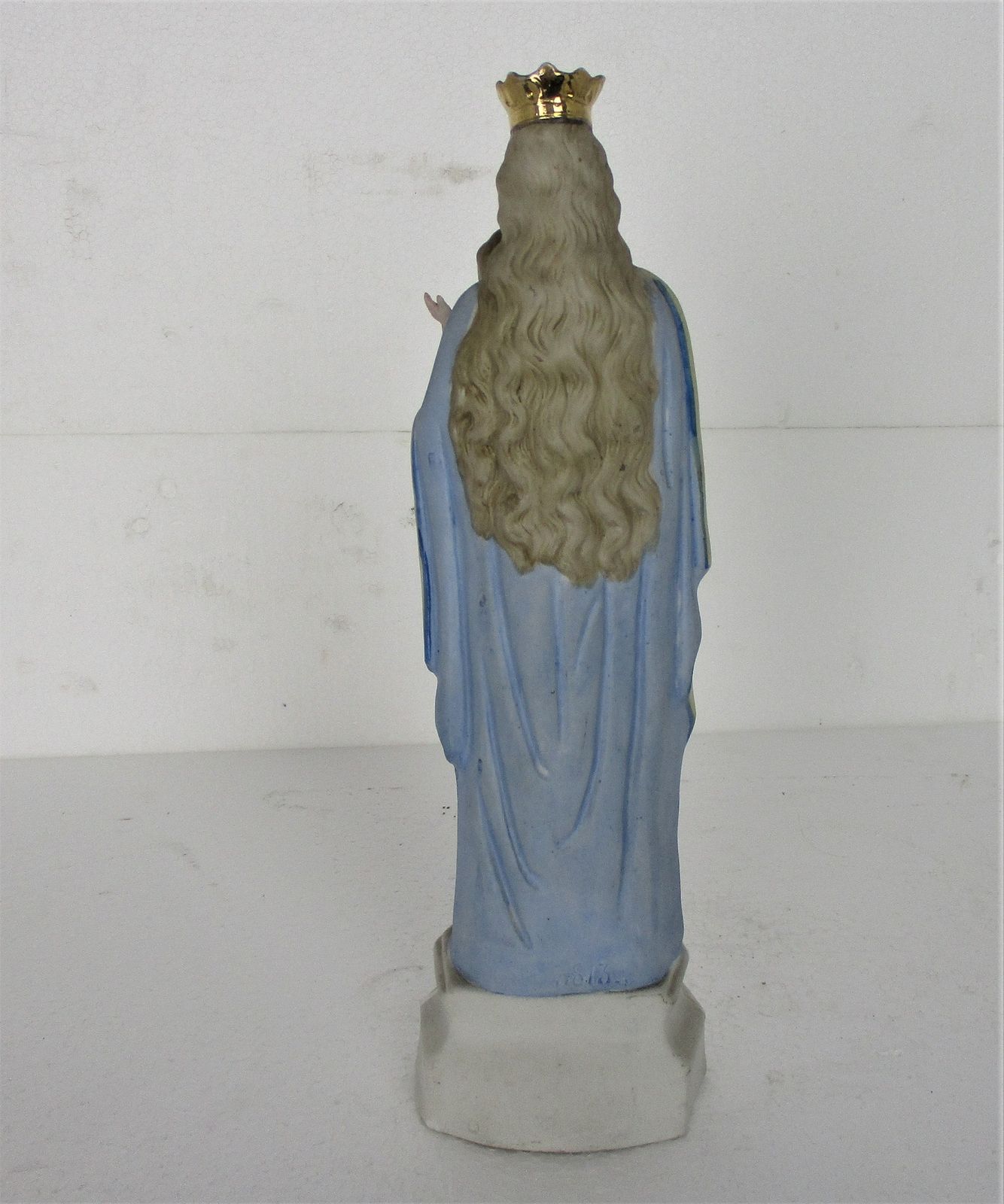 French Antique 1900 Bisque Porcelain Statue Virgin Mary Madonna Polychrome 12&Qu photo 110.0