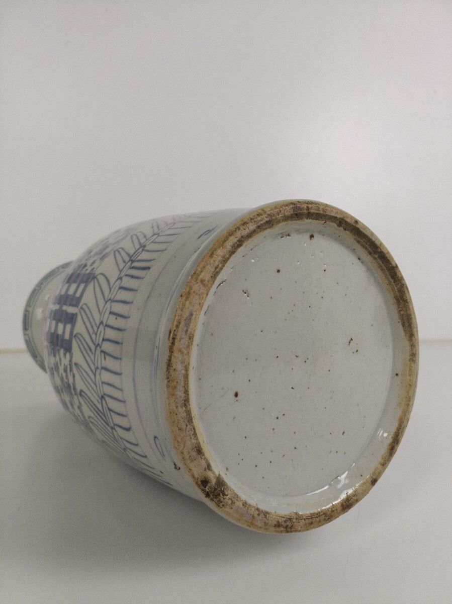 photo furniture Antique 19th Century Happiness Vase Urn Ginger Jar Wedding Bliss Blue White Ch
