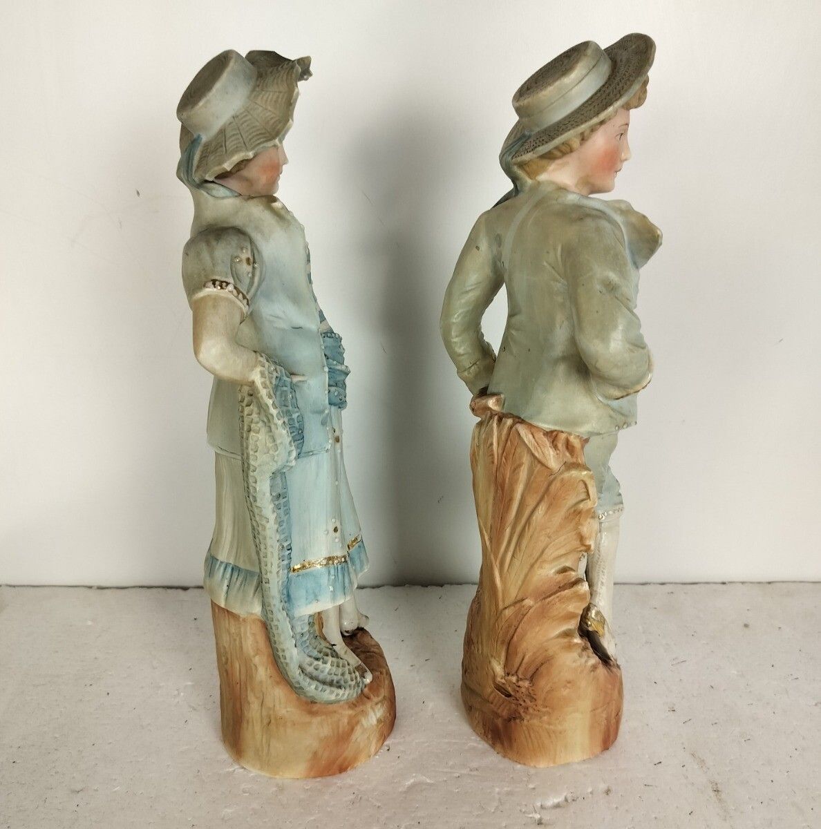 Couple Art Deco Figurines Statues Porcelain Lovely Pair photo 65.0